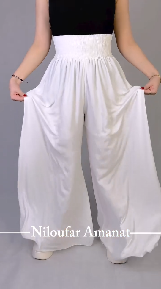 ✨ Pantalon Fluide Taille Haute – Tissu Léger et Évasé✨
